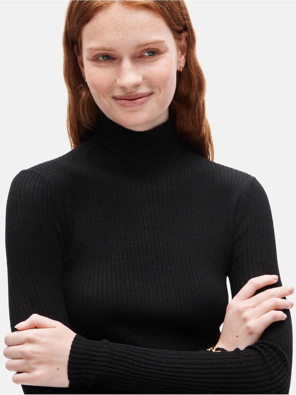 J. Crew Black cashmere/cotton Turtleneck Sweater